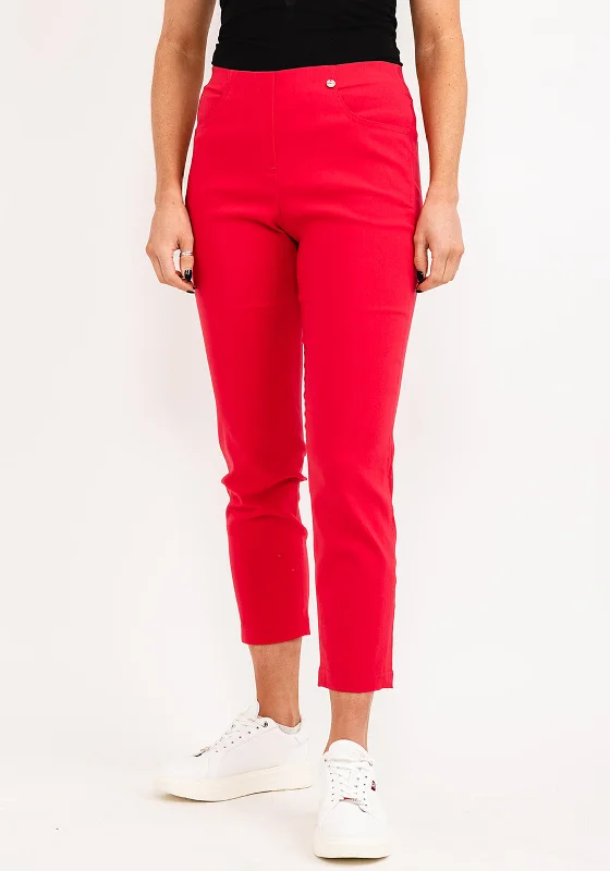 Distressed wide leg denim pants for women in a trendy and edgy styleRobell Bella 09 Ankle Grazer Trousers, Rose Red