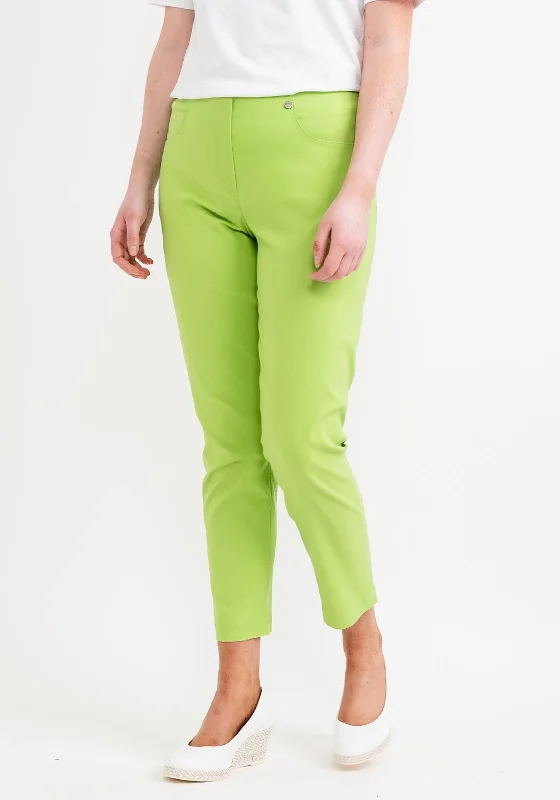 Lightweight cycling pants for women in a sporty and comfortable styleRobell Bella 09 Ankle Grazer Trousers, Lime Green