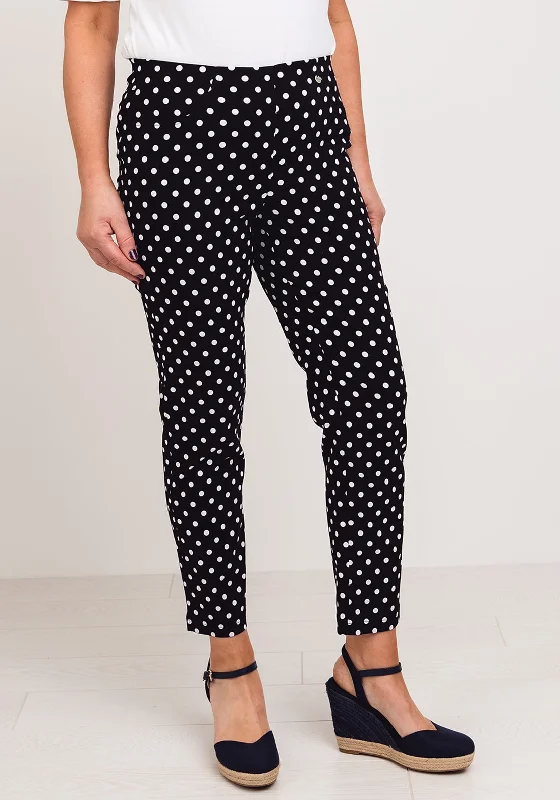 Cuffed wide leg dress pants for women in a stylish and neat lookRobell Bella 09 Polka Dot Slim Cropped Trousers, Black