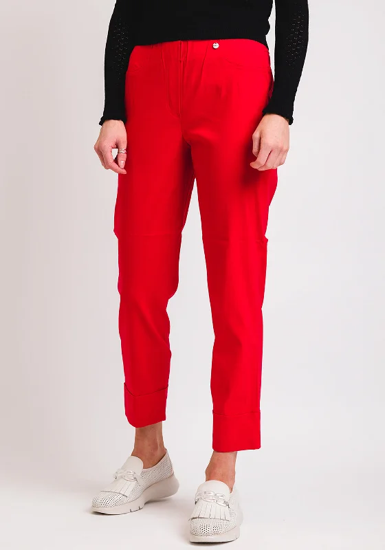 Culottes with wide leg and ruffled hem for women in a feminine and stylish styleRobell Bella 09 Turn Up Cropped Trousers, Red