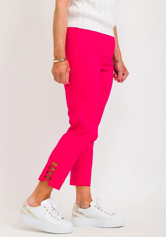 Thermal lined jogger pants for women in a warm and sporty styleRobell Lena 09 Slim Fit Stretch Cropped Trousers, Fuchsia Pink