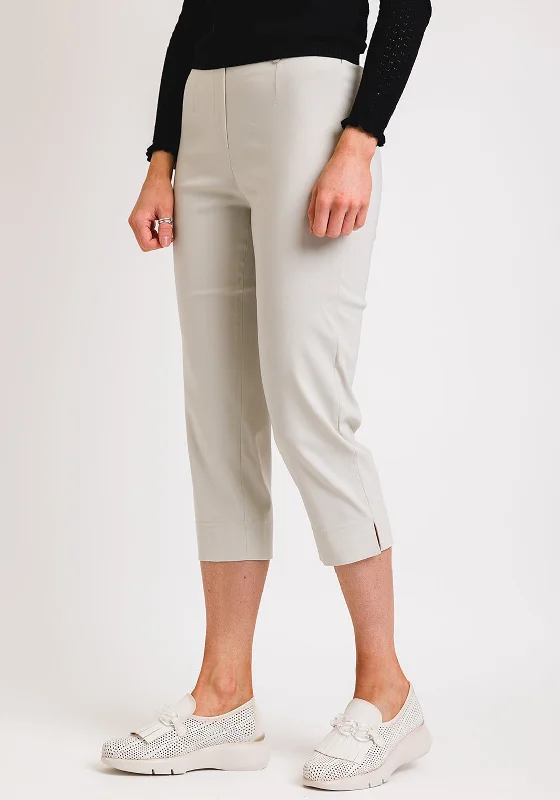 Houndstooth print wide leg pants for women in a sophisticated and statement - making styleRobell Marie 07 Slim Fit Cropped Trousers, Beige