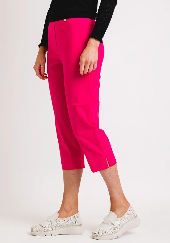 Striped wide leg jeans for women in a bold and trendy styleRobell Marie 07 Slim Fit Cropped Trousers, Raspberry Pink