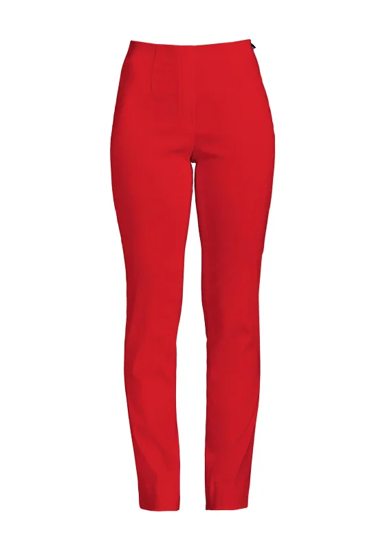 Printed wide leg jeans for women in a colorful and trendy styleRobell Marie Full Length Stretch Slim Fit Trousers, Red
