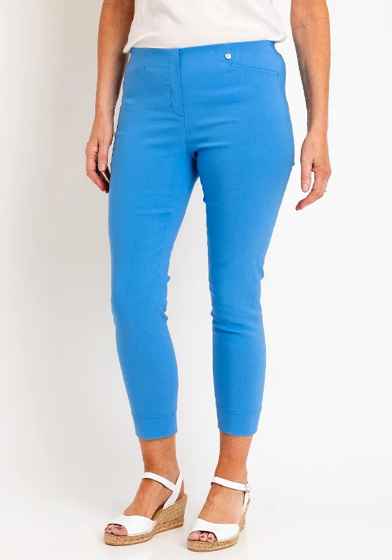 Cuffed wide leg jeans for women in a stylish and neat lookRobell Rose 09 Turn Up Ankle Grazer Trousers, Blue