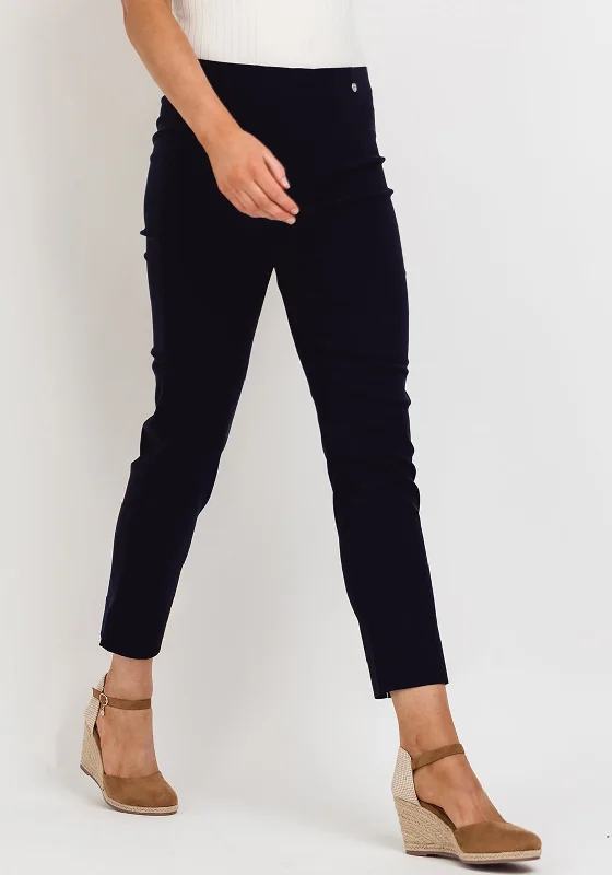 Solid color wide leg denim pants for women in a minimalist and trendy styleRobell Rose 09 Super Slim Trousers, Navy