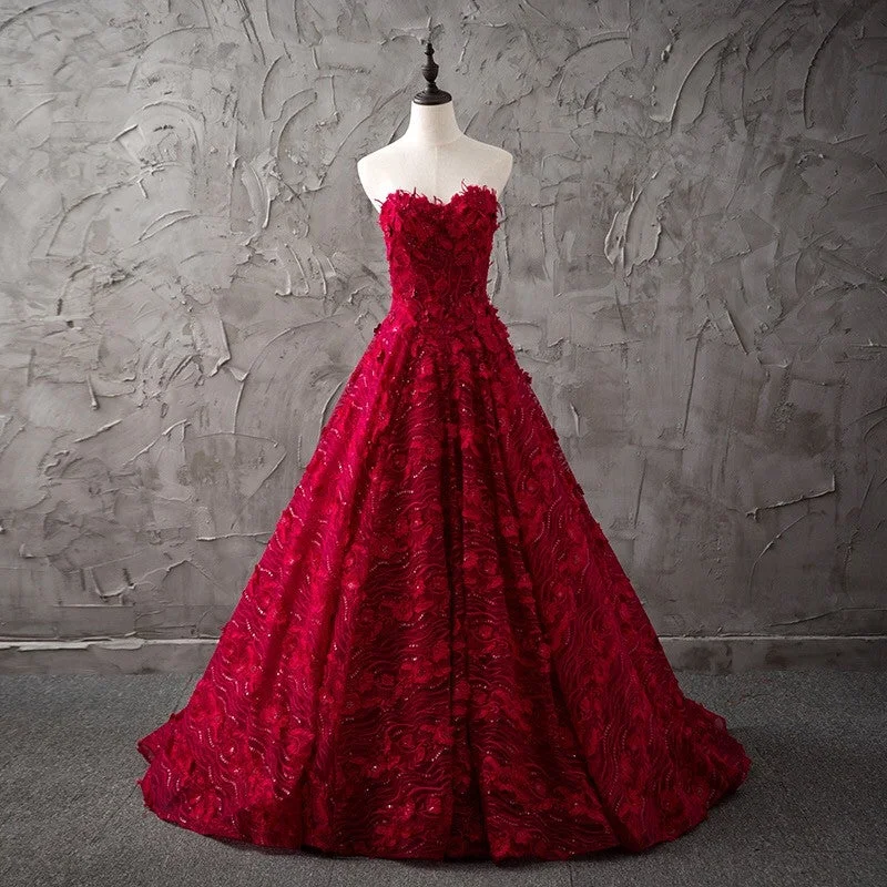 Italian - made luxury wedding dressRomantic Burgundy Lace Embroidery Sweetheart Wedding Dresses Princess Italian - made luxury wedding dressRomantic Burgundy Lace Embroidery Sweetheart Wedding Dresses Princess