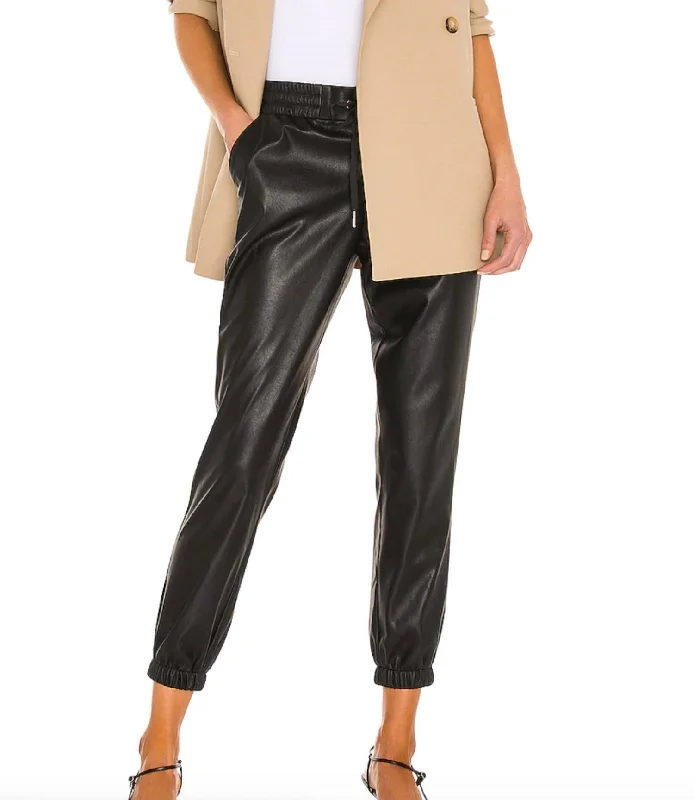 Jeans with distressed details for womenScarlett Leather Jogger In Black