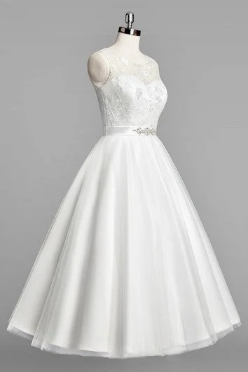 Backless sweetheart neckline wedding dressScoop Neck Sleeveless A-Line Tulle Tea-Length Wedding Dress With Beaded Sash Backless sweetheart neckline wedding dressScoop Neck Sleeveless A-Line Tulle Tea-Length Wedding Dress With Beaded Sash