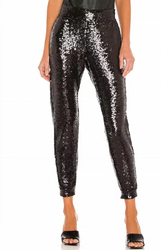 Flowy maxi pants for women in a beachy styleSequin Jogger In Black