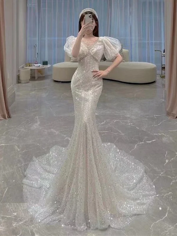 Glamorous mermaid - style wedding dressSequins Shiny Mermaid Wedding Dresses, Popular Wedding Dresses, Elegant Wedding Dresses Glamorous mermaid - style wedding dressSequins Shiny Mermaid Wedding Dresses, Popular Wedding Dresses, Elegant Wedding Dresses