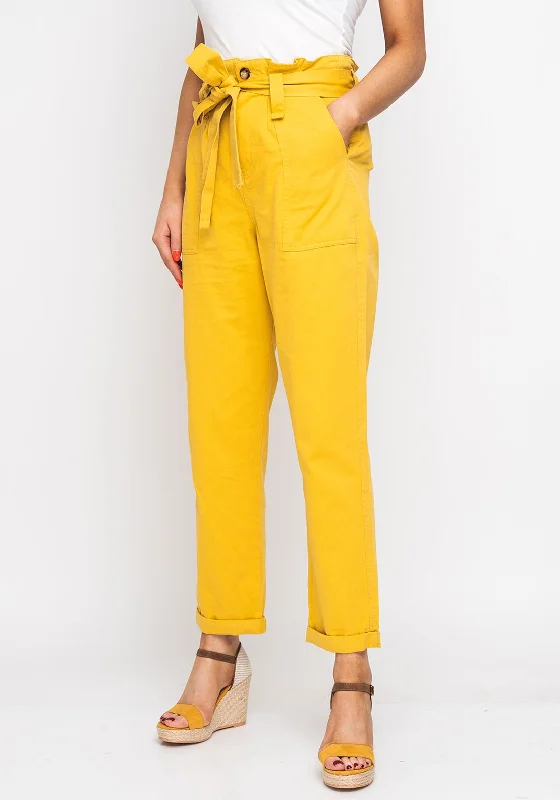 Plaid wide leg dress pants for women in a preppy and formal styleSeventy1 Cotton Paper Waist Cargo Trousers, Yellow Plaid wide leg dress pants for women in a preppy and formal styleSeventy1 Cotton Paper Waist Cargo Trousers, Yellow