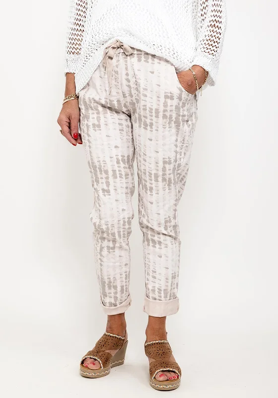 Sequined wide leg jeans for women in a glamorous and party - ready styleSeventy1 One Size Printed Capri Trousers, Taupe