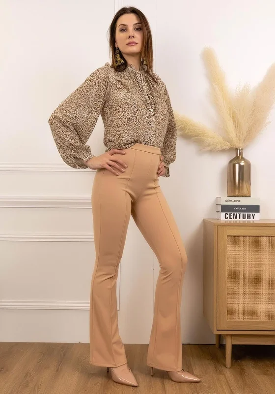 Culottes for women in a fashionable silhouetteSeventy1 Slim Fit Flared Trousers, Taupe
