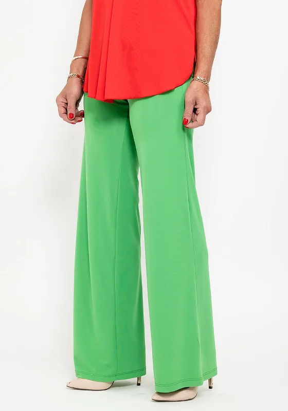 Midi length pants for women with eleganceSeventy1 Slim Fitting Wide Trousers, Green