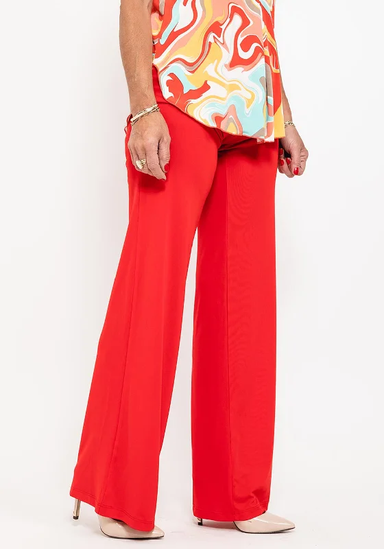 Plaid pants for women in a classic patternSeventy1 Slim Fitting Wide Trousers, Red