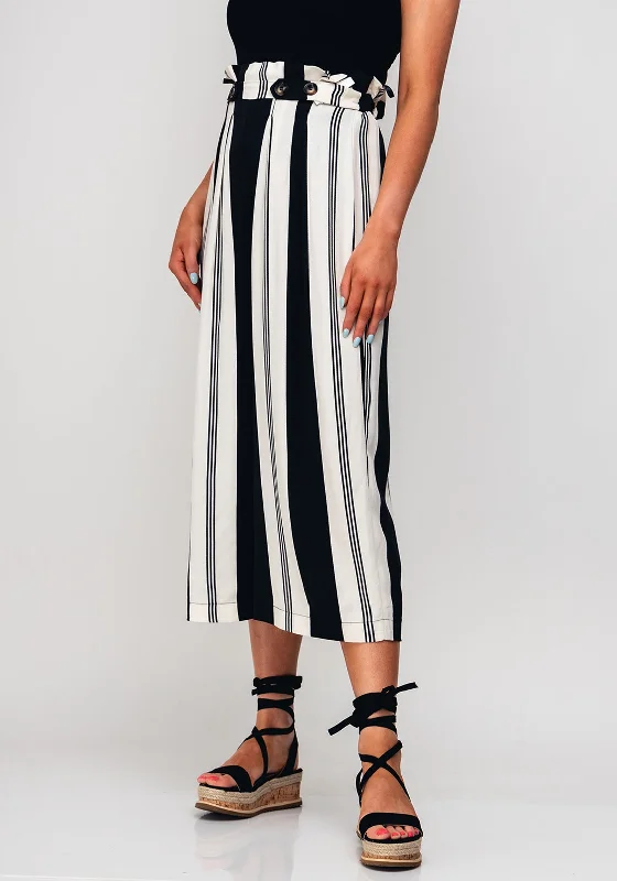 Pleated dress pants for women in a formal occasionSeventy1 Stripy Flared Fit Trousers, Black & White