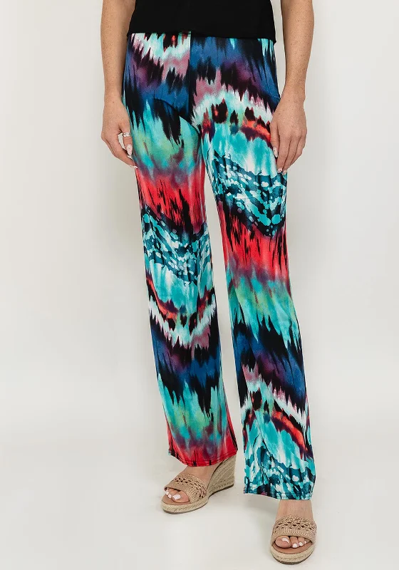 Stretch yoga pants for women to exerciseSeventy1 Tie Dye Casual Trousers, Teal Multi
