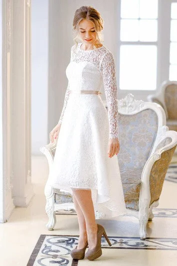 Long - sleeved Victorian - style wedding dressKnee-Length Lace Wedding Dress with Lace-Up Corset Back Long - sleeved Victorian - style wedding dressKnee-Length Lace Wedding Dress with Lace-Up Corset Back