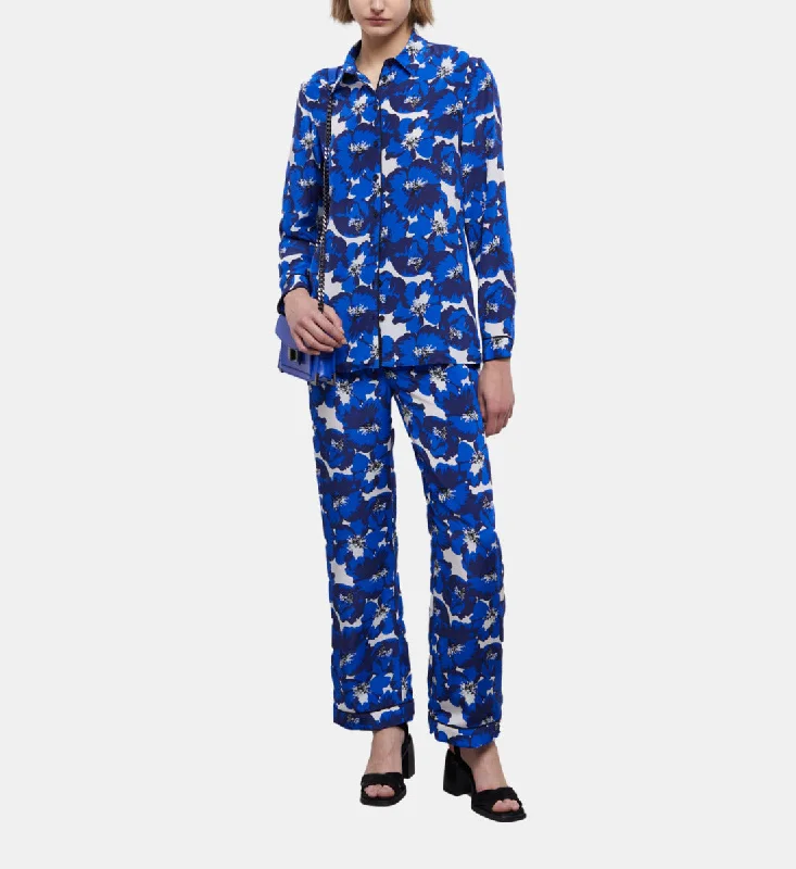 Corduroy wide leg pants for women in fallSilk Printed Pants