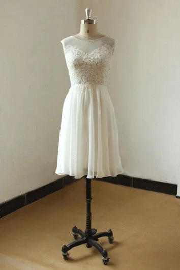 Ballroom - ready luxury wedding dressSleeveless A-Line Knee Length Chiffon and Lace Dress Ballroom - ready luxury wedding dressSleeveless A-Line Knee Length Chiffon and Lace Dress