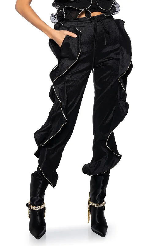 Lightweight track pants for women in sportsSTOP AND STARE RUFFLE SWEATPANT