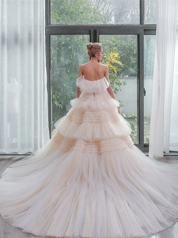 Indian - style wedding dress with intricate embroideryStrapless Layers of Tulle Puffy Wedding Dresses, Flowy A-line Wedding Dresses, Newest Wedding Dresses, 2021 Wedding Dresses Indian - style wedding dress with intricate embroideryStrapless Layers of Tulle Puffy Wedding Dresses, Flowy A-line Wedding Dresses, Newest Wedding Dresses, 2021 Wedding Dresses