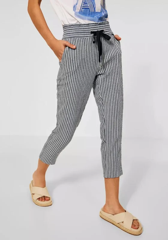 Corduroy skinny pants for women in a modern fitStreet One Striped Slim Trousers, Grand Blue