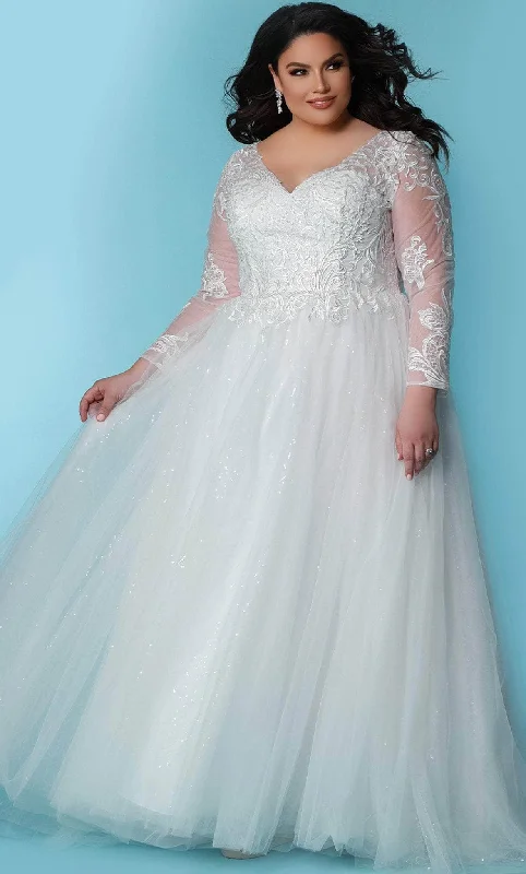 Navy - blue wedding dress for a sophisticated lookSydney's Closet Bridal SC5292 - Conservative A-line Bridal Gown Navy - blue wedding dress for a sophisticated lookSydney's Closet Bridal SC5292 - Conservative A-line Bridal Gown
