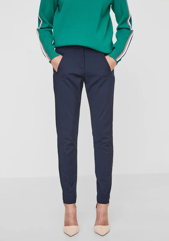 Houndstooth wide leg pants for women in a statement styleVero Moda Victoria Ankle Fit Trousers, Navy Blazer