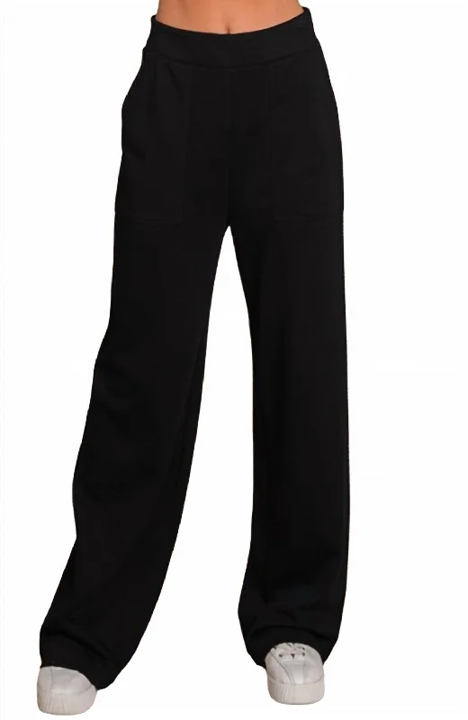 Paisley patterned pants for women in an elegant styleWashed Cotton French Terry Casual Pants In Black