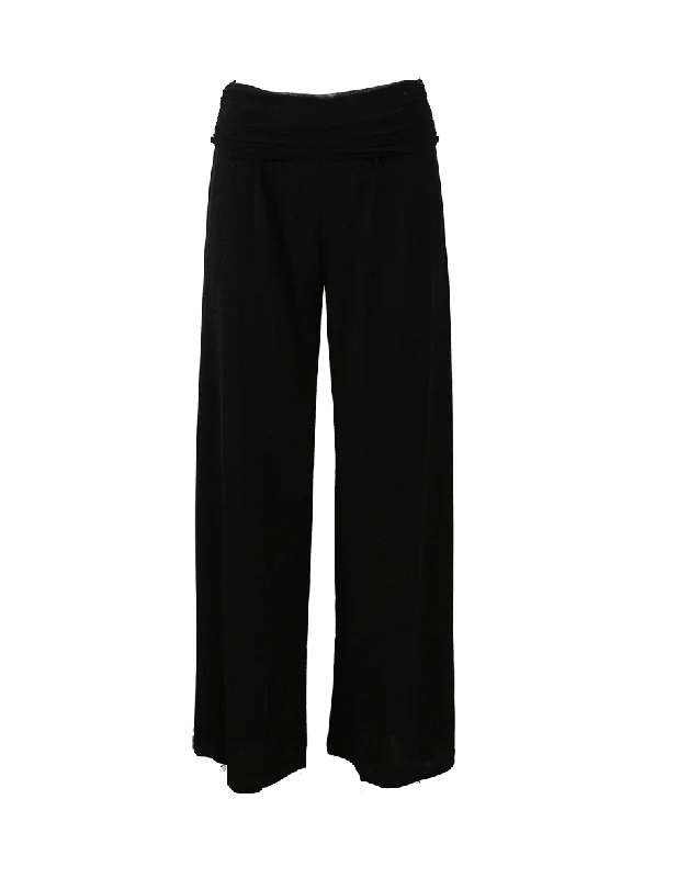 Wide leg cotton pants for women in summer comfortWide Foldover Pant