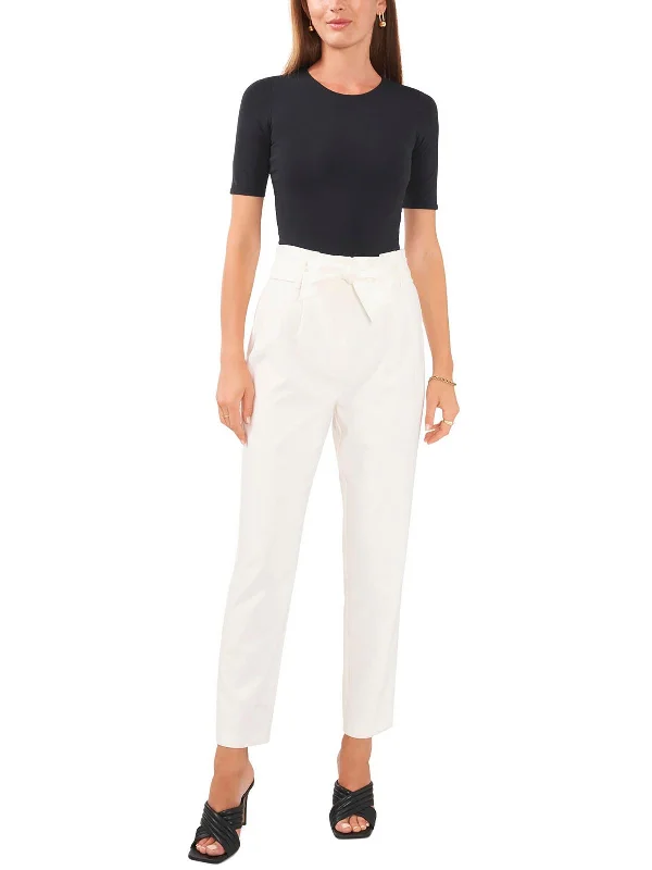 Sheer panel pants for women with a sexy touchWomens High Rise Pleated Paperbag Pants