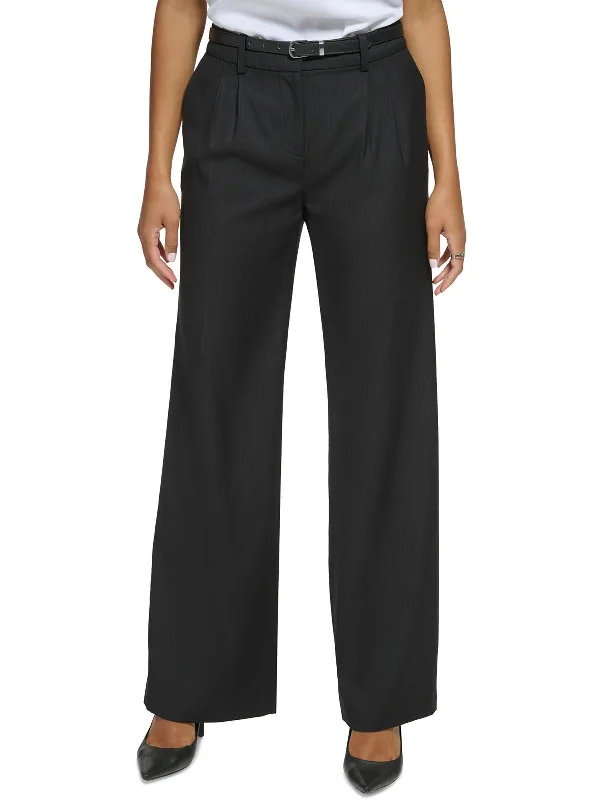 Printed wide leg jeans for women in a colorful and trendy styleWomens Pleated Pinstripe Wide Leg Pants
