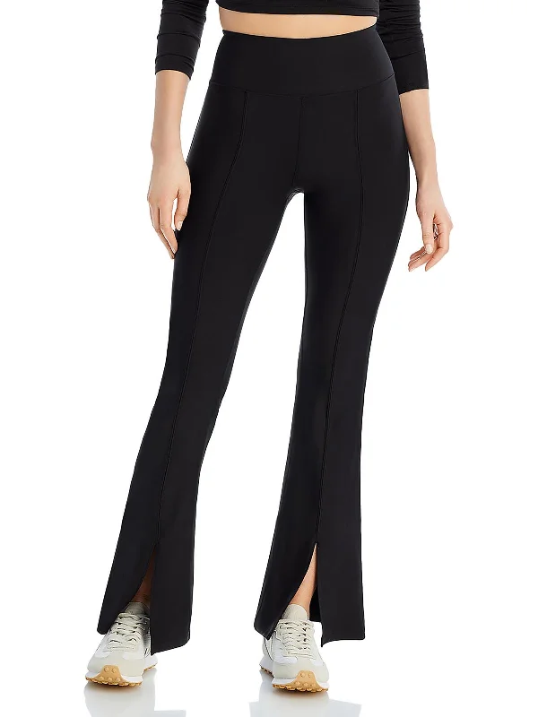 Solid color wide leg pants for women in a minimalist and stylish lookWomens Slit Stretch Leggings