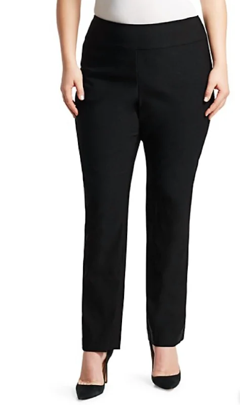 Metallic wide leg dress pants for women in a shiny and glamorous styleWonderstretch Pant - Plus In Black Metallic wide leg dress pants for women in a shiny and glamorous styleWonderstretch Pant - Plus In Black