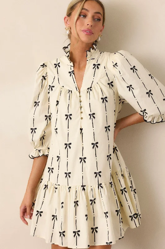 Dresses with Embroidered Floral Patterns and Tassel Hem for Ladies' Bohemian and Feminine LookAll Tied Up 100% Cotton Ivory Puff Sleeve Mini Dress Dresses with Embroidered Floral Patterns and Tassel Hem for Ladies' Bohemian and Feminine LookAll Tied Up 100% Cotton Ivory Puff Sleeve Mini Dress