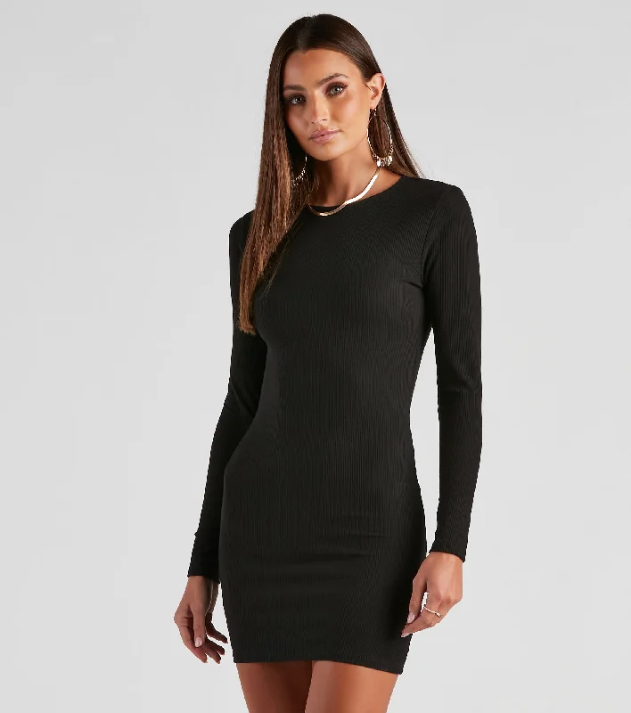 Plus Size Jersey Wrap Dresses for Ladies' Easygoing LookBasic Must-Have Ribbed Knit Mini Dress Plus Size Jersey Wrap Dresses for Ladies' Easygoing LookBasic Must-Have Ribbed Knit Mini Dress