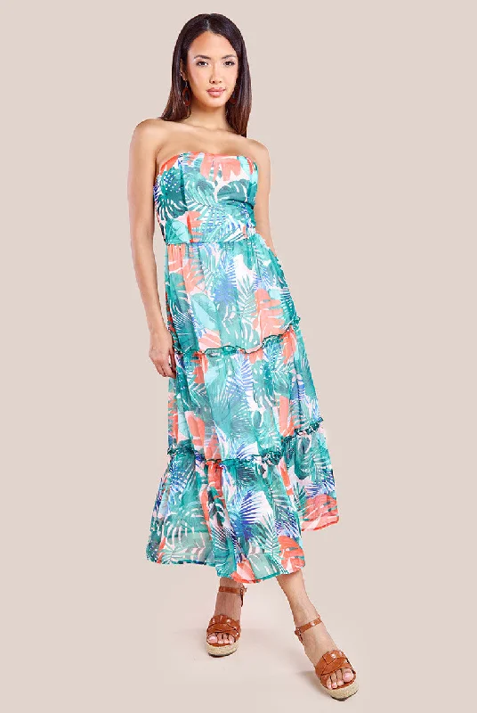 Dresses with Lace Insertions on the Skirt and Beaded Waistband for Ladies' Feminine and Glamorous LookCity Goddess Boobtube Printed Maxi - Jungle Print Dresses with Lace Insertions on the Skirt and Beaded Waistband for Ladies' Feminine and Glamorous LookCity Goddess Boobtube Printed Maxi - Jungle Print