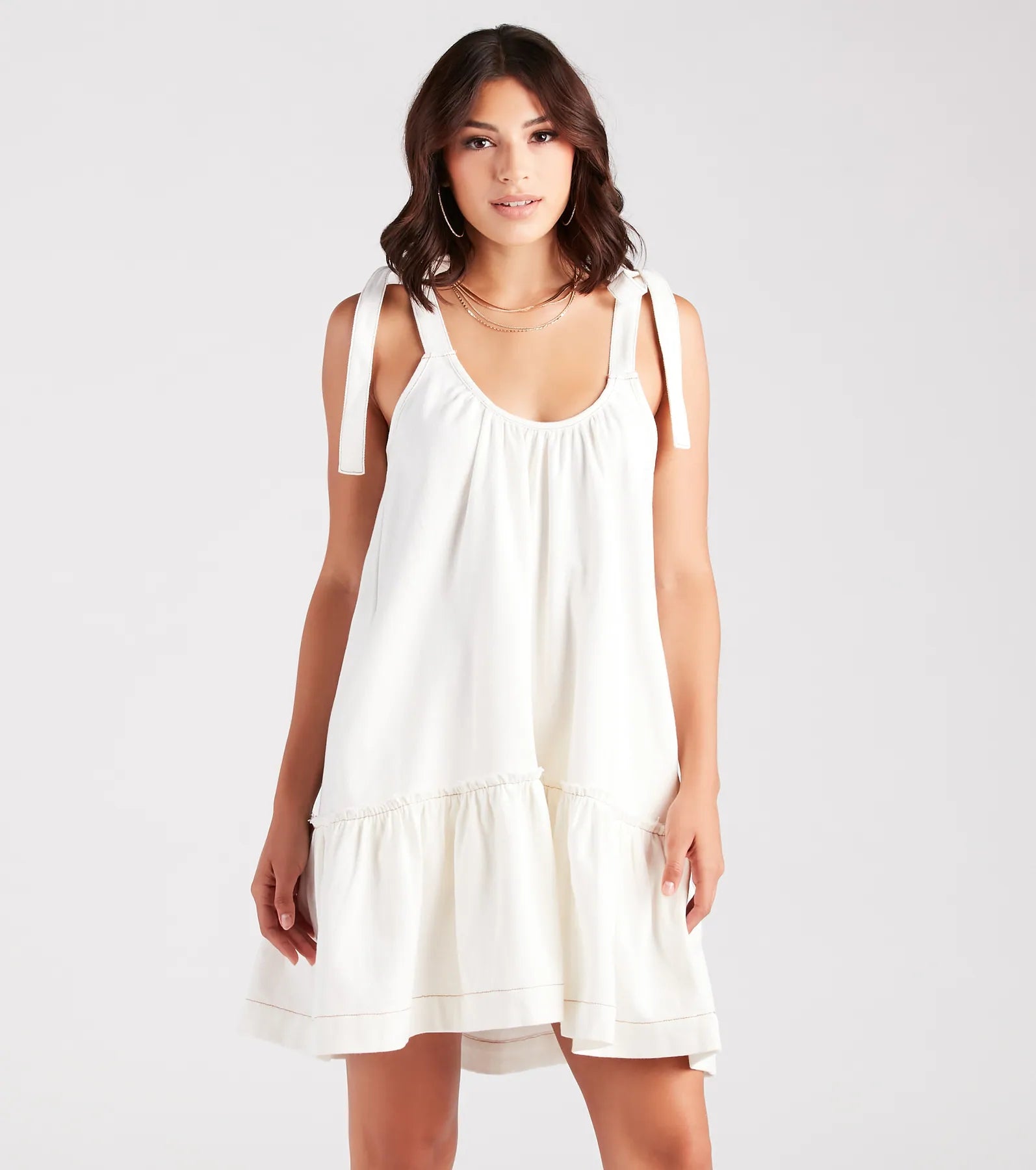 Dresses with Metallic Sequined Bodice and Chiffon Skirt for Ladies' Glamorous and Flirty LookCoastal Vacay Tie-Shoulder Ruffled Short Dress Dresses with Metallic Sequined Bodice and Chiffon Skirt for Ladies' Glamorous and Flirty LookCoastal Vacay Tie-Shoulder Ruffled Short Dress