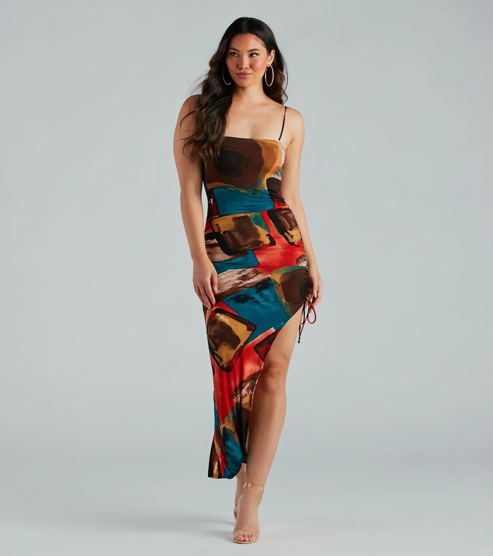 High Neck Chiffon Dresses for Ladies' Modest StyleColorful Sensation Abstract Print Maxi Dress High Neck Chiffon Dresses for Ladies' Modest StyleColorful Sensation Abstract Print Maxi Dress