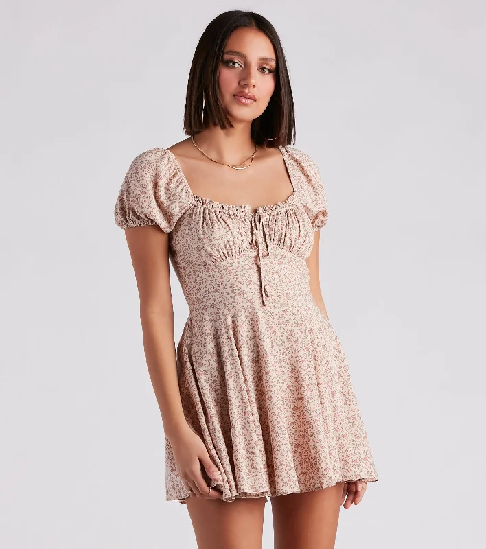 Long Sleeve Knit Dresses for Ladies' Winter ComfortCute Charm Ditsy Floral Skater Dress Long Sleeve Knit Dresses for Ladies' Winter ComfortCute Charm Ditsy Floral Skater Dress