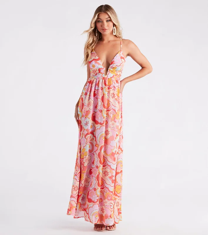 Dresses with Metallic Studs for Ladies' Edgy StyleElectric Love Chiffon Floral Maxi Dress Dresses with Metallic Studs for Ladies' Edgy StyleElectric Love Chiffon Floral Maxi Dress