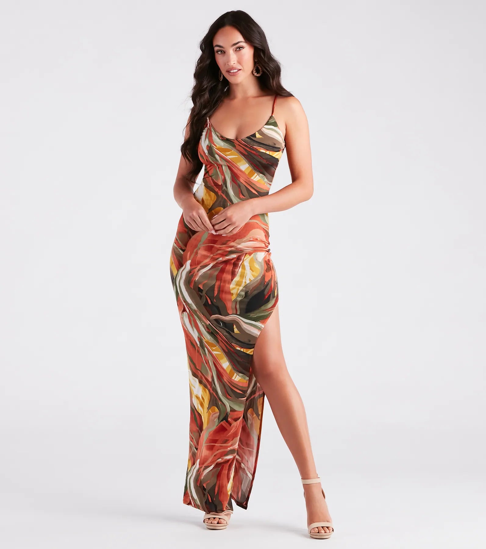 One Shoulder Dresses with Ruffled Sleeve for Ladies' Fashion StatementElite Summer Style Marble Print Maxi Dress One Shoulder Dresses with Ruffled Sleeve for Ladies' Fashion StatementElite Summer Style Marble Print Maxi Dress