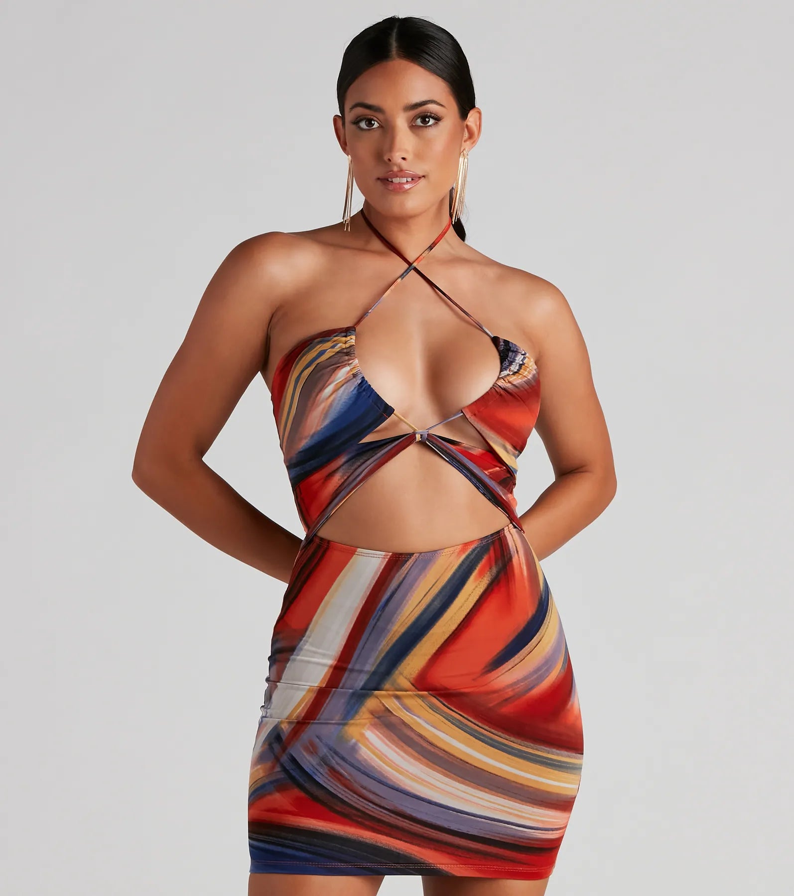Dresses with Metallic Studs for Ladies' Edgy StyleGood Times Marble Halter Dress