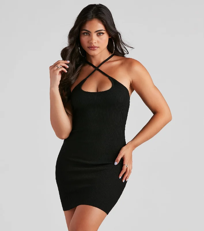 Dresses with Sequined Stripes and Sheer Back for Ladies' Bold and Sexy LookKnit Your Average Sweater Dress Dresses with Sequined Stripes and Sheer Back for Ladies' Bold and Sexy LookKnit Your Average Sweater Dress