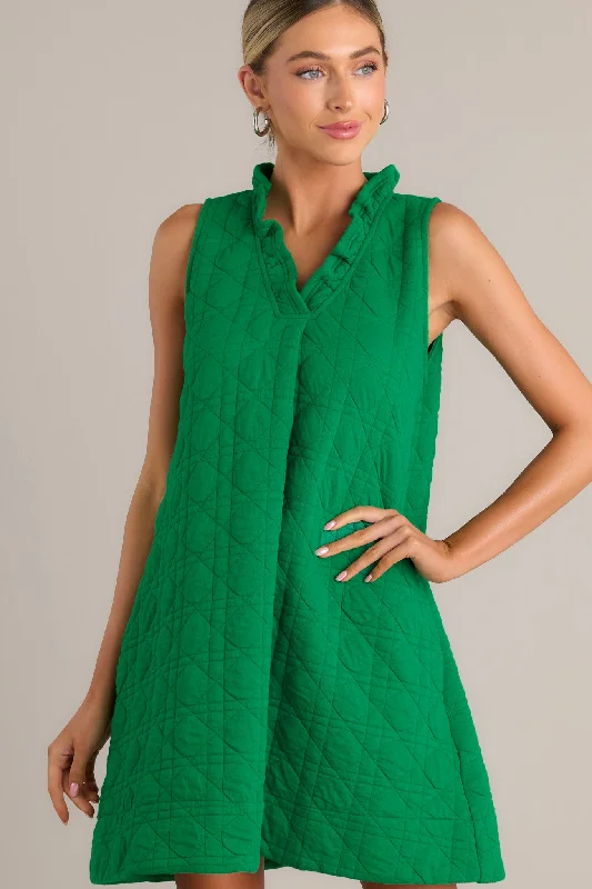 Sleeveless Georgette Dresses for Ladies with Printed PatternsMystic Jewels Kelly Green Quilted Mini Dress