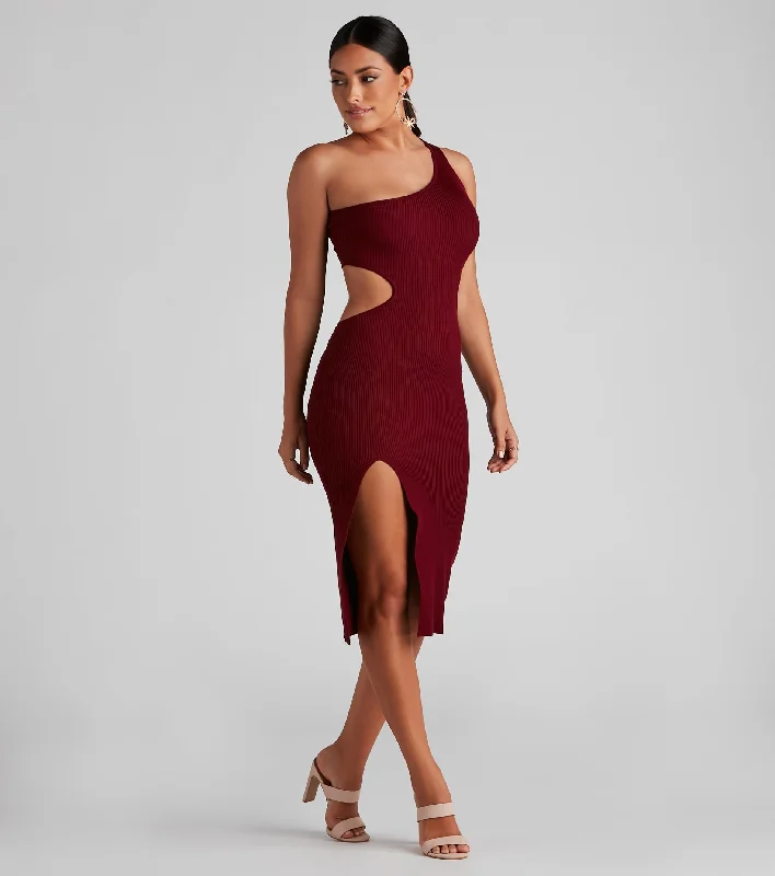 Chiffon Dresses with Slit for Ladies' Added EleganceOnly View One Shoulder Sweater Dress Chiffon Dresses with Slit for Ladies' Added EleganceOnly View One Shoulder Sweater Dress