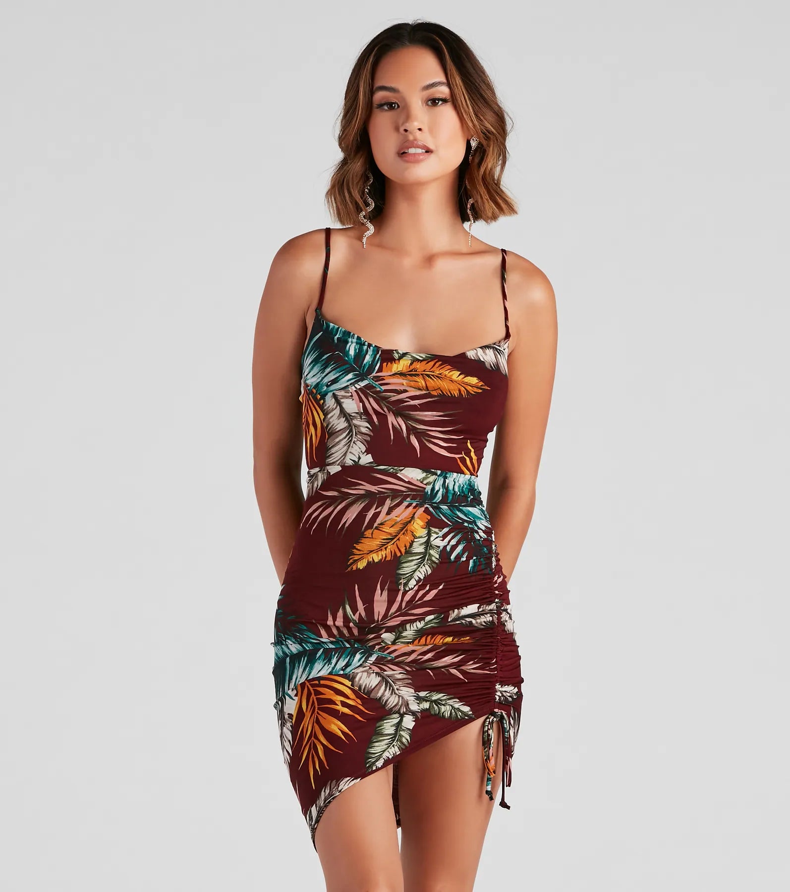 Taffeta Dresses with Pleated Bodice for Ladies' Structured LookOut Of Office Ruched Mini Dress