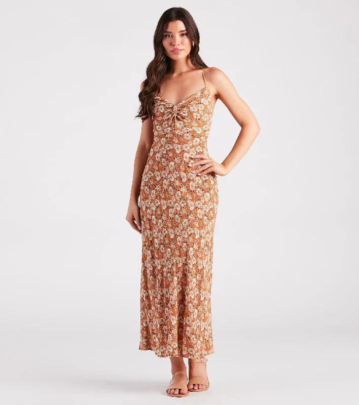 Dresses with Beaded Floral Wreath on the Bodice and High Low Hem for Ladies' Delicate and Dramatic LookPick Me Floral Lace-Up Maxi Dress Dresses with Beaded Floral Wreath on the Bodice and High Low Hem for Ladies' Delicate and Dramatic LookPick Me Floral Lace-Up Maxi Dress